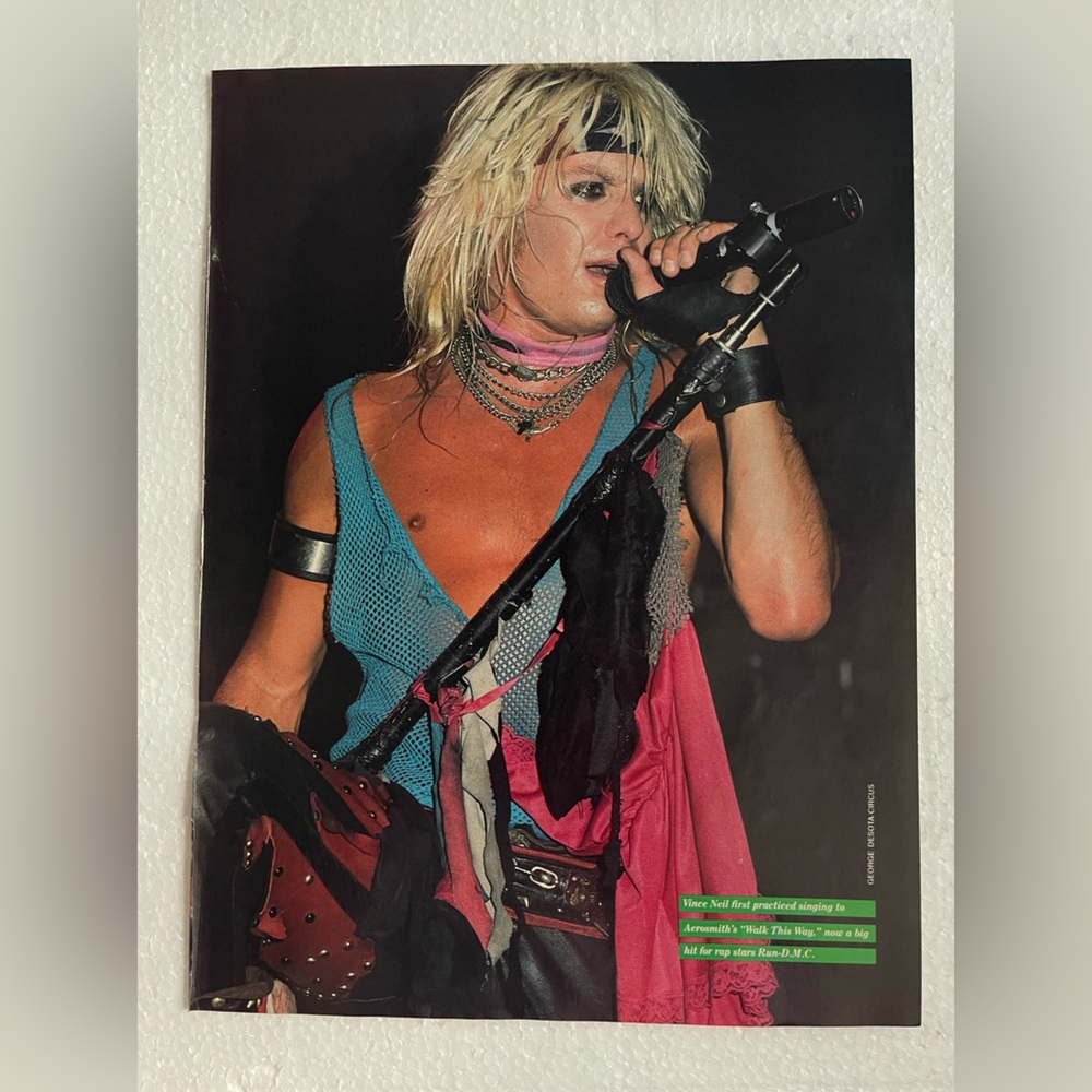 Vintage Vince Neil pinup with Pink and Blue Accents